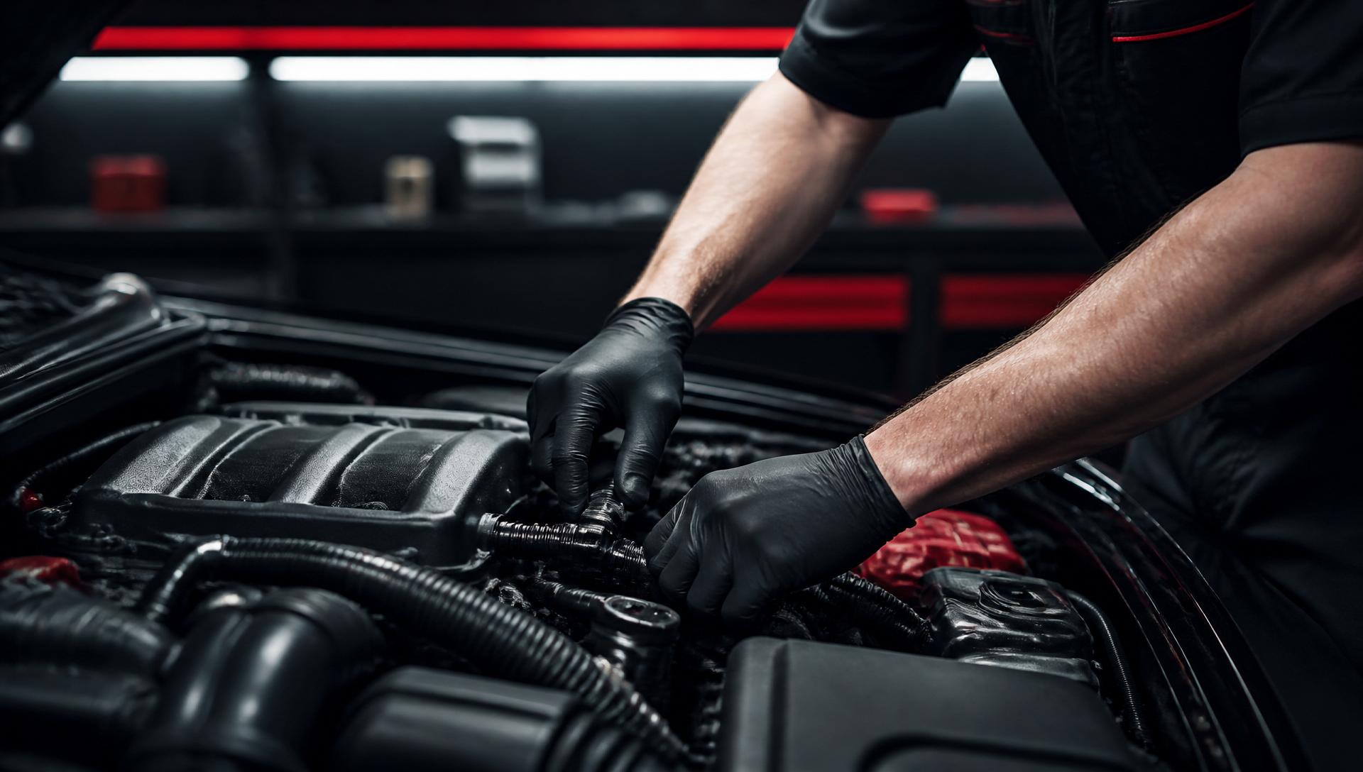 Mecánico trabajando en motor de alto rendimiento en MM AUTOTECH